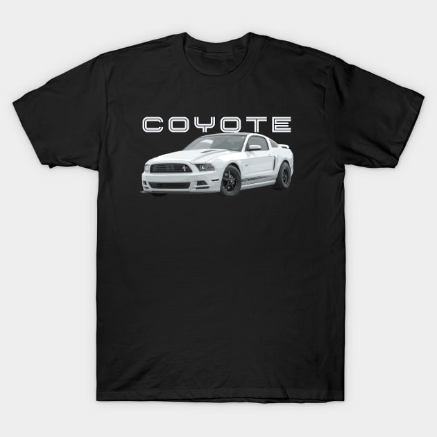 MACH 1 Mustang s197 GT 5.0L V8 coyote engine Performance white Car T-Shirt by cowtown_cowboy